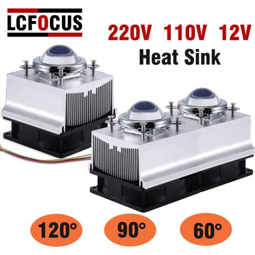 60 90 120 Degree Lens + LED Radiator Cooling Radiator + Reflector Bracket + Fan For 20 30 50 100 W LED COB