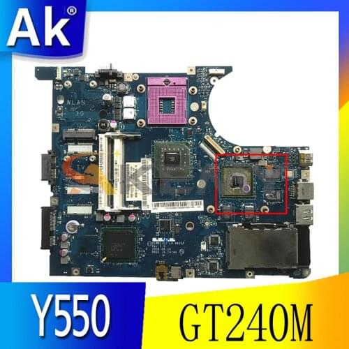 Akemy For Lenovo Y550 Laptop Motherboard KIWB1/B2 LA-4602P PGA478 GM45 GPU GT240M DDR3 100% Test Work Free CPU