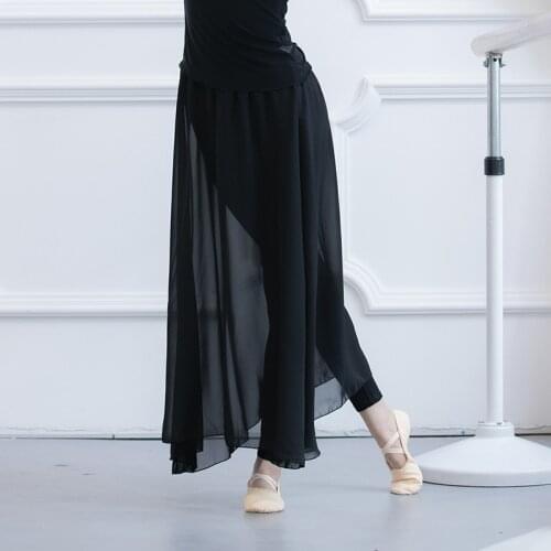 Modern Dance Clothes Women Hip Hop Dance Pants Casual Chiffon Bohemian Modal Pants High Waist 2 Layers Trousers Skirts
