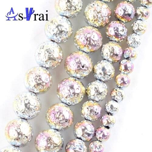 Natural Stone Beads 4-10mm Mixed Color Hematite Lava Stone Round Loose Beads For Jewelry Making Diy Handmade Jewellery Accessory