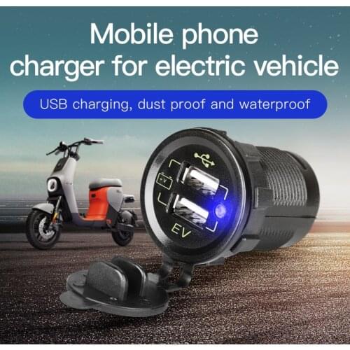 Dual USB Quick Charge Socket Outlet Waterproof DC 36V to 108V Electric Car USB Charger 48V/60V/72V/100V