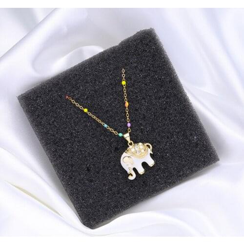 JUWANG 2021Luxury Chokers Necklaces For Women 3 D Elephant Pendant Enamel Clavicle chain Necklace Trendy Jewelry Piercing Mujer