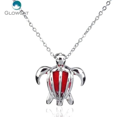 K1 Silver Animal Turtle Diffuser Locket Necklace Women Aromatherapy Steel 16" Aroma Essential Oil Diffuser Locket