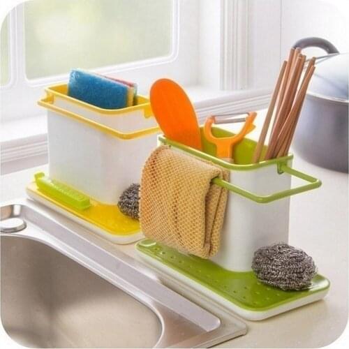 Kitchen Draining Rack Dish Storage Rack Storage Shelf Sponge Holder Draining Sink Box Organizer Stands Tidy Utensils Towel Rack