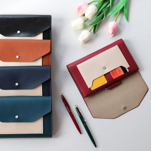 Business Fashion Coloring PU Multi-Function Notebook Envelope Handheld Workbook Bullet Journal Notebook Time Management Planner