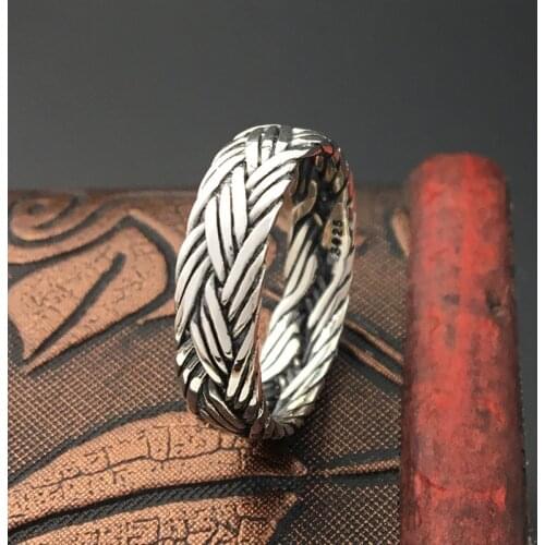 S925 Sterling Silver Ornaments Handcrafted Retro Thai Silver Male Personality Fashion Ring