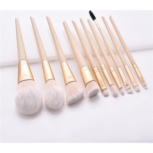 10PCS Makeup Brushes Set High Quality Wood Handle Eyeshadow Big Flame Blusher Micro make up Brush kit Powder Foundation