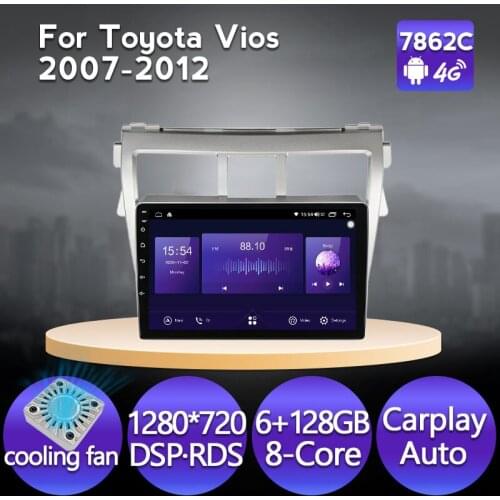 Navifly IPS 1280*720 Android 11 Car Stereo Radio Multimedia Player For Toyota Vios 2007-2012 GPS Navigation 8-Core DSP 4G Lte FM