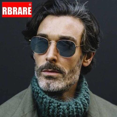 RBRARE Classic Square Sunglasses Men 2021 Metal Polygon Sunglasses Women Vintage Mirror Sun Glasses Men Small Gafas De Sol Mujer