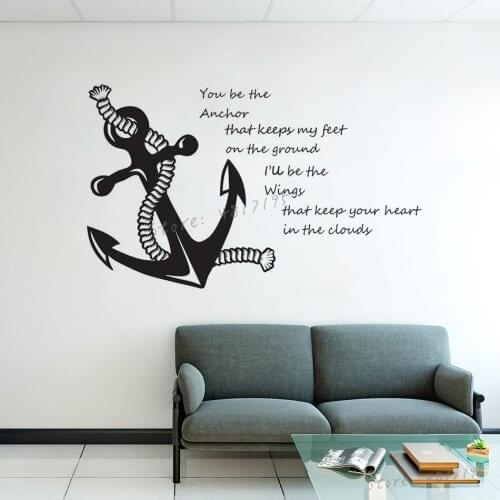 Sailing Quote Wall Stickers Anchor Lettering Vinyl Wall Decal Nautical Sea Quote Wall Mural Home Decoration Anchor Poster AC349