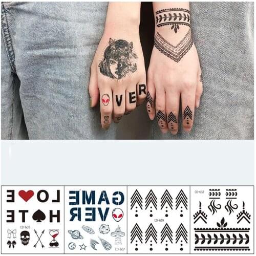 Hand Tattoo Art Waterproof Temporary Tattoos For Men Letters Finger Pattern Sex Stickers Cool Stuff Transfer Sticker Mini Kit