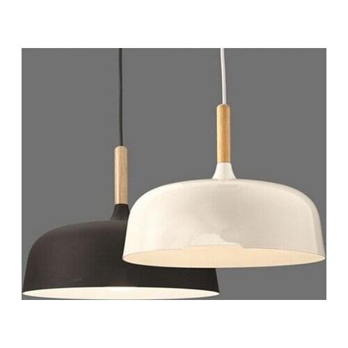 Modern pendant light Oak Wood lamp E27 socket wood lampholder Hanging light white black Optionally 320mm
