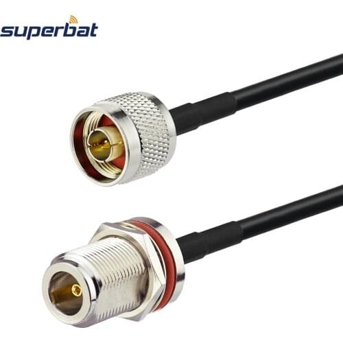 Superbat 2M N Type Male Plug to N Jack Female Bulkhead O-ring Pigtail Connector RF Coaxial Cable RG58 WiFi