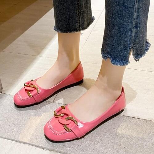 Ladies Flat Shoes Candy Color Ladies Boat Shoes Black Loafers Pu Ladies Ballet Flat Shoes Soft Ladies Shoes Women Flat