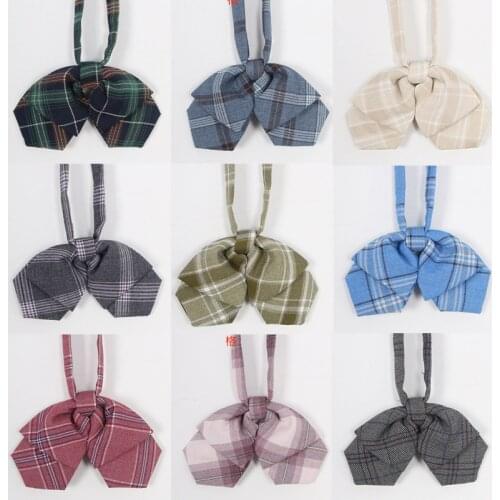 Japanese School JK Uniform Double Bow Tie For Girls Plaid Butterfly Cravat School Sailor Suit Uniform Accessories Flowers Tie