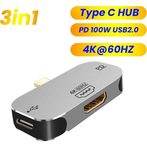 USB Type C HUB Type C To 4K 60Hz HDMI-compatible PD 100W USB C Fast Charger Adapter For MacBook Pro USB C Docking Station