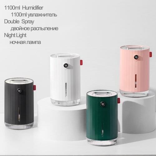 1100ml Large Capacity Air H2O Humidifier USB Rechargeable 4000mAh Battery Wireless Ultrasonic Aroma Diffuser for Home Yoga