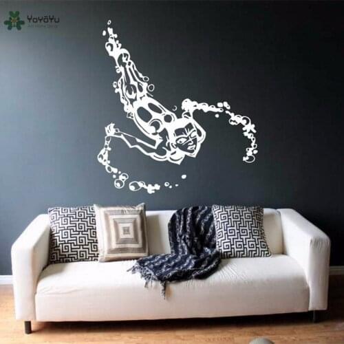 YOYOYU Wall Decal Modern Scuba Diver Girl Vinyl Wall Sticker Livingroom Decoration Accessories Sea Design Home Decor Mural CY184