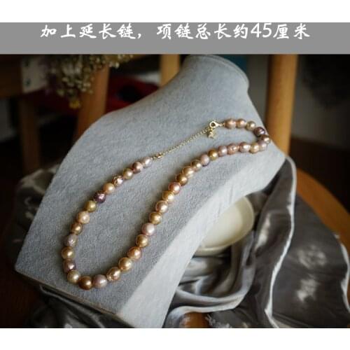 WHITE/pink purple freshwater pearl reborn pearl near round 9-10mm necklace 43cm nature FPPJ wholesale beads