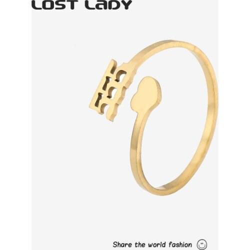 Lost Lady Simple Number Rings Open Adjustable Steel Gold Ring Gothic Arabic Numeral Ring Vintage Boho Jewerly Women Party Gifts