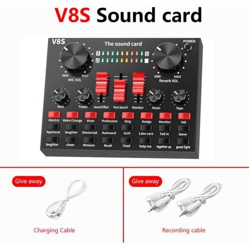 V8S Sound Card Live Stream Audio Interface Sound Card 16 Sound Effect
