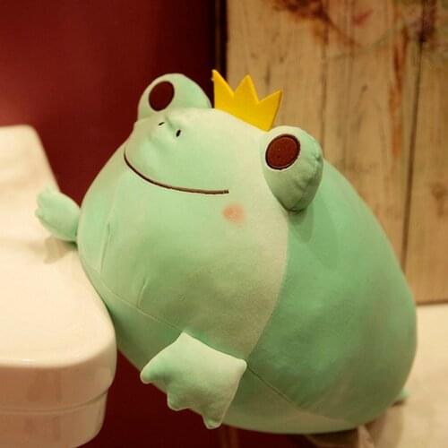 1pc 35cm 42cm Down Cotton Lying Posture Crown Frog Plush Toys Kawaii Stuffed Doll Children Birthday Christmas Gift