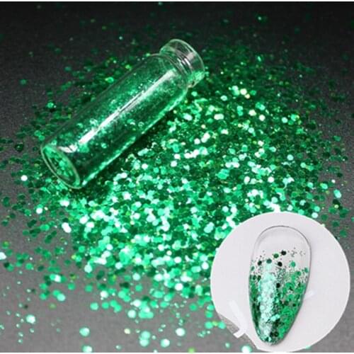 1PC Green Sparkly Hexagon Nail Sequins Paillette Mixed Colors Nail Holographics Glitter 3D Flakes Slices Spangle Art Accessories