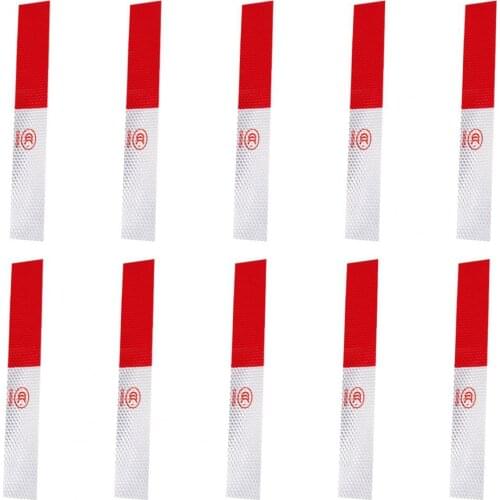 10Pcs Warning Strips Easy to Stick Self-adhesive Rectangle Shape Night Reflective Safety Warning Strip Tape Stickers for Car