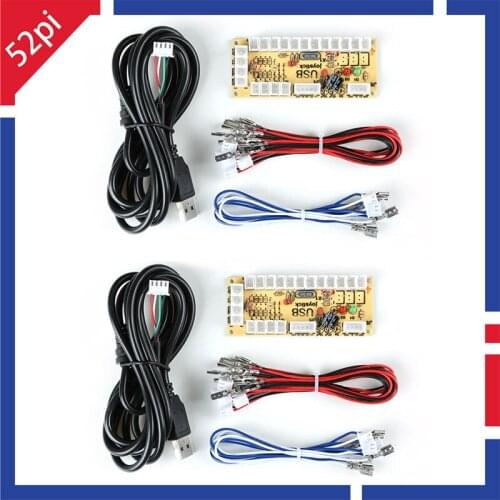 2 Sets of Arcade Game Machine DIY Parts for JAMMA MAME & RetroPie: Zero Delay PC USB Encoder+Wire Cables