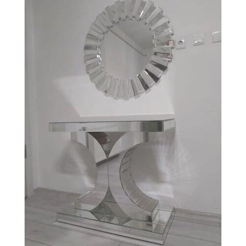 2021 Moda Modern Decor Mirrored Console Table Occasional Sofa Side Table with Silver Vanity Makeup Dressing Table Entry Table f