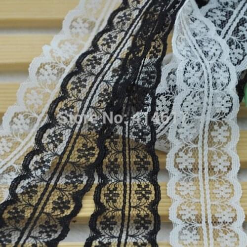 Cotton Fabric Lace Trim -Black and White Lace Tirm Floral Pattern for Home Decor Dress Altered Couture Supplies 5yard/LOT