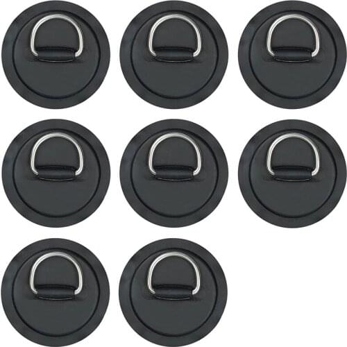 8Pcs PVC Patch with Stainless Steel D Ring Patch for Inflatable Boat Boat Canoe Raft Dinghy Kayak Surfboard Paddle Board