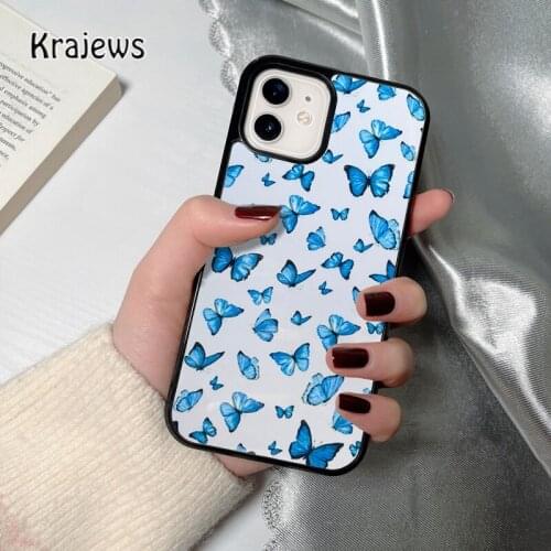 Krajews Butterfly butterflies coque Phone Case for iPhone 12 mini 5 5s 6S 7 8 PLUS X XS XR 11 PRO MAX SE 2020 Cover Funda Shell