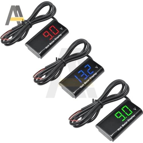 DC 12V IPX6 Waterproof Digital Temperature Voltmeter 0.56inch LED Display Voltage Meter Mini Tester Panel for Car Boat Motorcycl