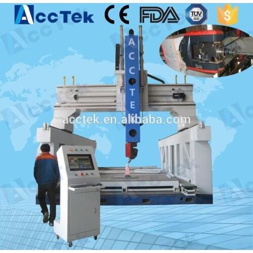 3D woodworking 5 axis cnc wood carving machine , milling 5 axis cnc router machine for wood, stone, metal
