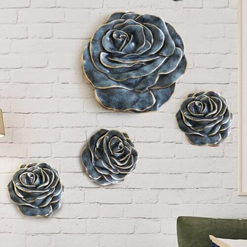 European 3D Flower Wall Hanging Home Bar Furnishing Craft TV Background Wall Decoration White Gold Red Flower Rebin Flourer
