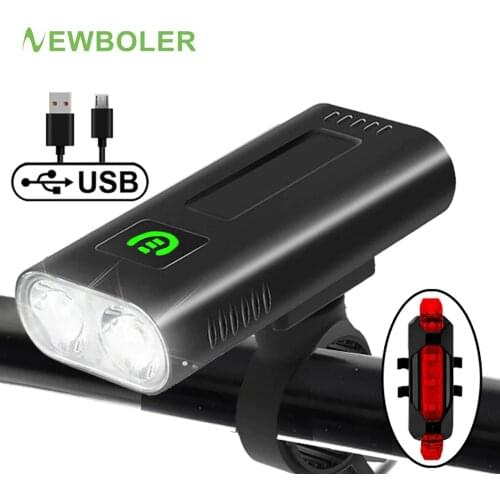 NEWBOLER 1200 Lumens Bicycle Headlight 5200mAh as Power Bank USB Chargeable Bike Light Front IPX5 Waterproof MTB Bike Flashlight