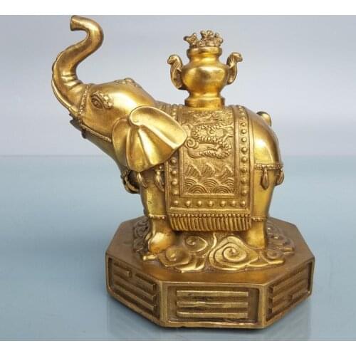 China brass eight trigrams elephant crafts statue