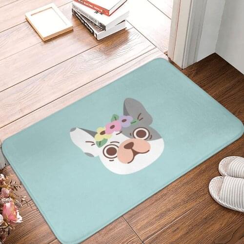 French Bulldog And Flowers Doormat Carpet Mat Rug Polyester Anti-slip Floor Decor Bath Bathroom Kitchen Balcony 40x60