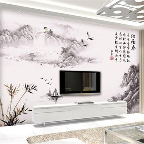 95*150cm Chinese Style Poetry Vintage Poster Wall Sticker Living Room TV Wall Study Room Wall Decals Self-adhesive Wallpaper