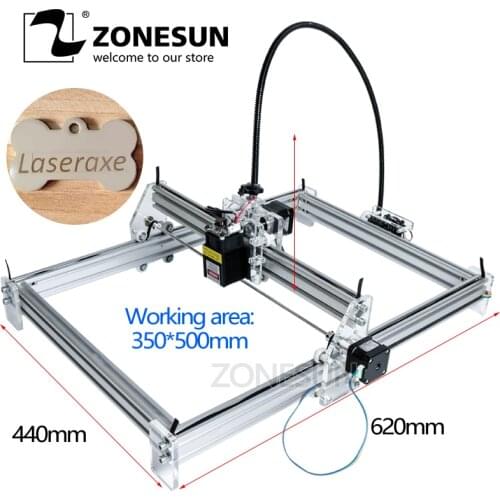 Laseraxe 450nm 5500mW 5.5W DIY Desktop Mini Laser Engraver Engraving Machine Laser Cutter Etcher 35X50cm Adjustable Laser Power