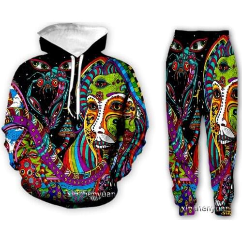 Xinchenyuan New Men/Women Psychedelic Artwork 3D Printed Clothing Long Sleeve Fashion Sweatshirt Hoodies Men Sport Pants P10