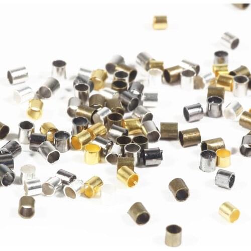 500pcs/lot Plated Copper Tube Crimp End Beads 1.5mm 2mm Stopper Spacer Beads For DIY Jewelry Making Findings Supplies