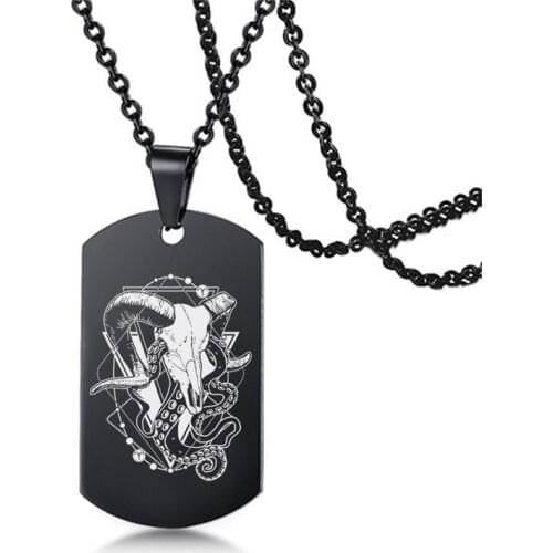 Punk 12 Constellations Stainless Steel ID Necklace Hip Hop Zodiac Signs Rectangle Pendant Chain Necklaces For Men Women