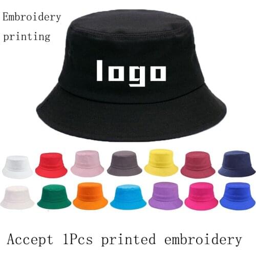 Children Kids Custom Bucket Hat Logo Cotton Basin Hat Ladies Summer Sunscreen Panama Double Side Sun Hat Outdoor Fisherman Hat