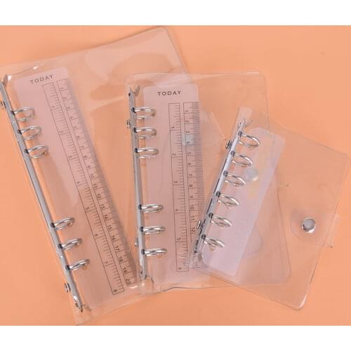 1Pc Transparent PVC Plastic Clip File Binder Planner Agenda School Office Supplies Folder A5/A6/A7 Notebook Loose Leaf Ring