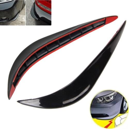 2 Pcs Black Soft Rubber Car Front Bumper Anti-Collision Protection Strips Decal