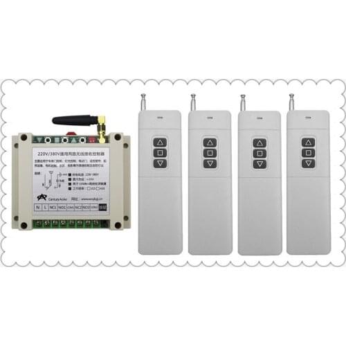 AC220V 250V 380V 30A 2CH 100-3000m Long Range Remote Control Switch 4*3key Transmitter+Receiver for Appliances Gate Garage Door