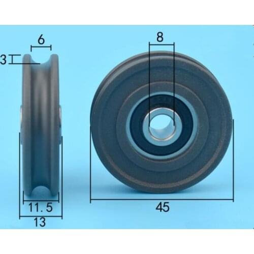 DuoWeiSi 8*45*11.5mm bearing steel-coated pulley bearing wire wheel rope moving pulley nylon Bearing 167KG Inside 8mm
