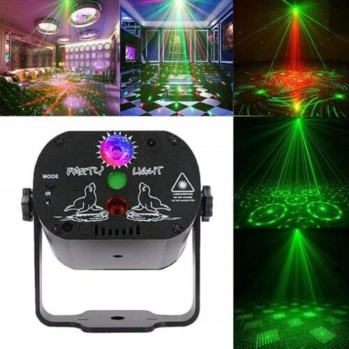 Portable Laser Show Projector Laser Box Remote RGB Scan Projector LED Strobe Party Stage Lighting Lamp C1